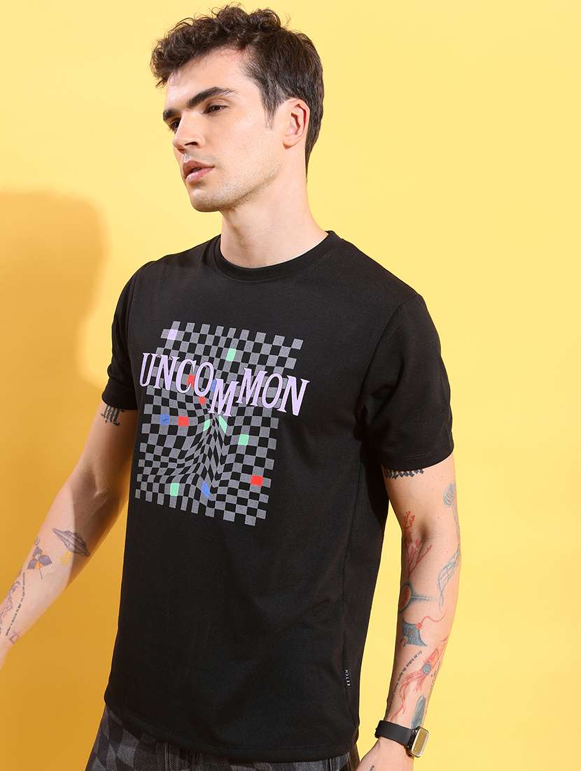 men front print round neck t-shirt - 21375258 -  Standard Image - 2