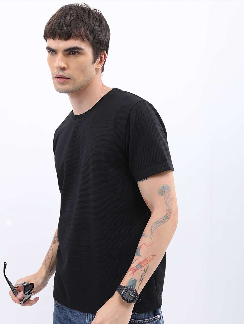 men solid round neck t-shirt