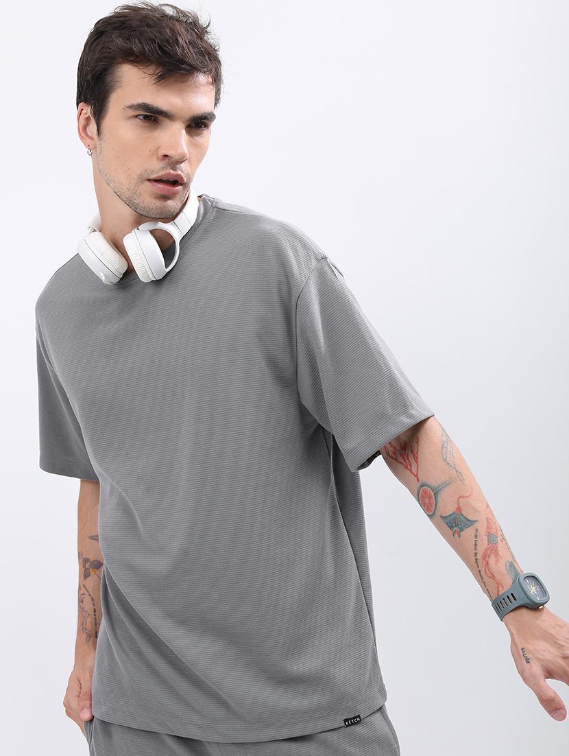 men solid round neck oversized t-shirt