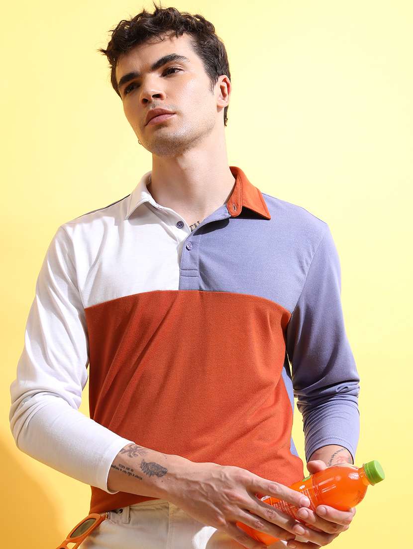 men color block polo t-shirt
