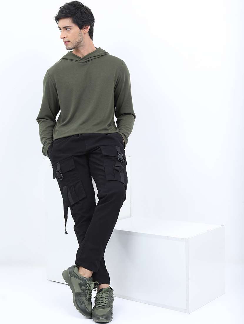 men solid hood neck t-shirt - 21375320 -  Standard Image - 2