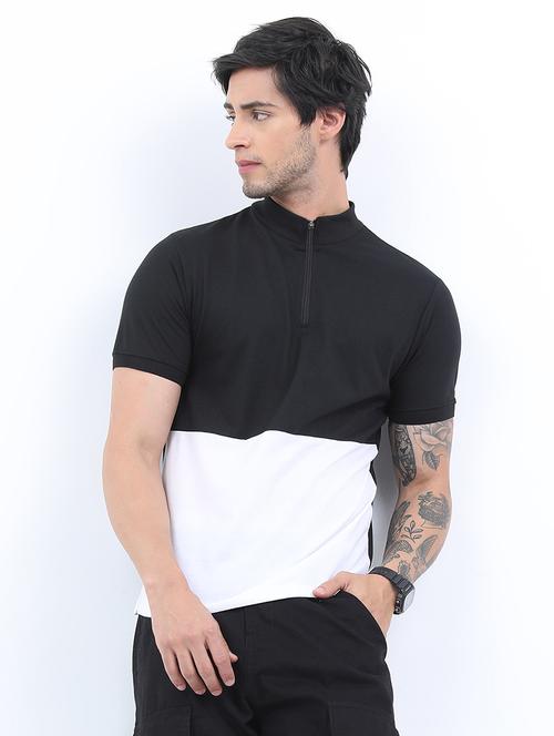 men color block mock neck t-shirt - 21375339 - Standard Image - 0