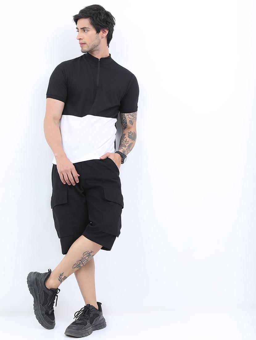 men color block mock neck t-shirt - 21375339 - Standard Image - 2