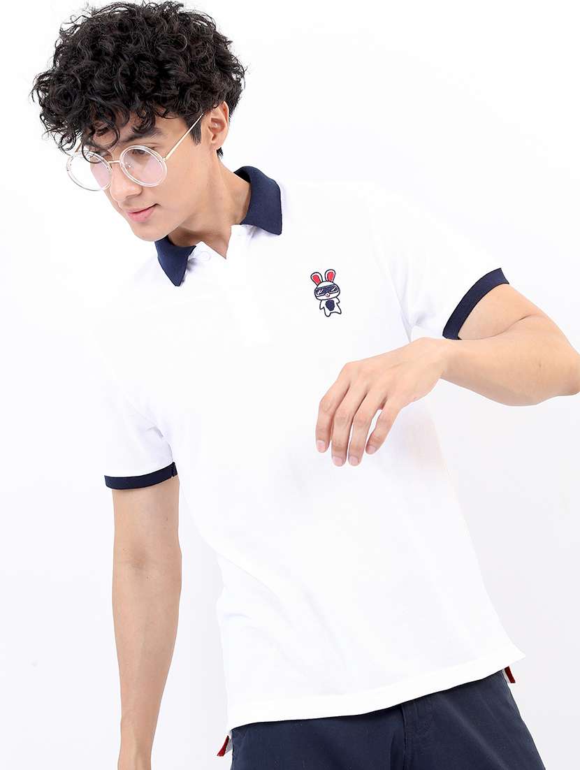 men solid short sleeve polo t-shirt