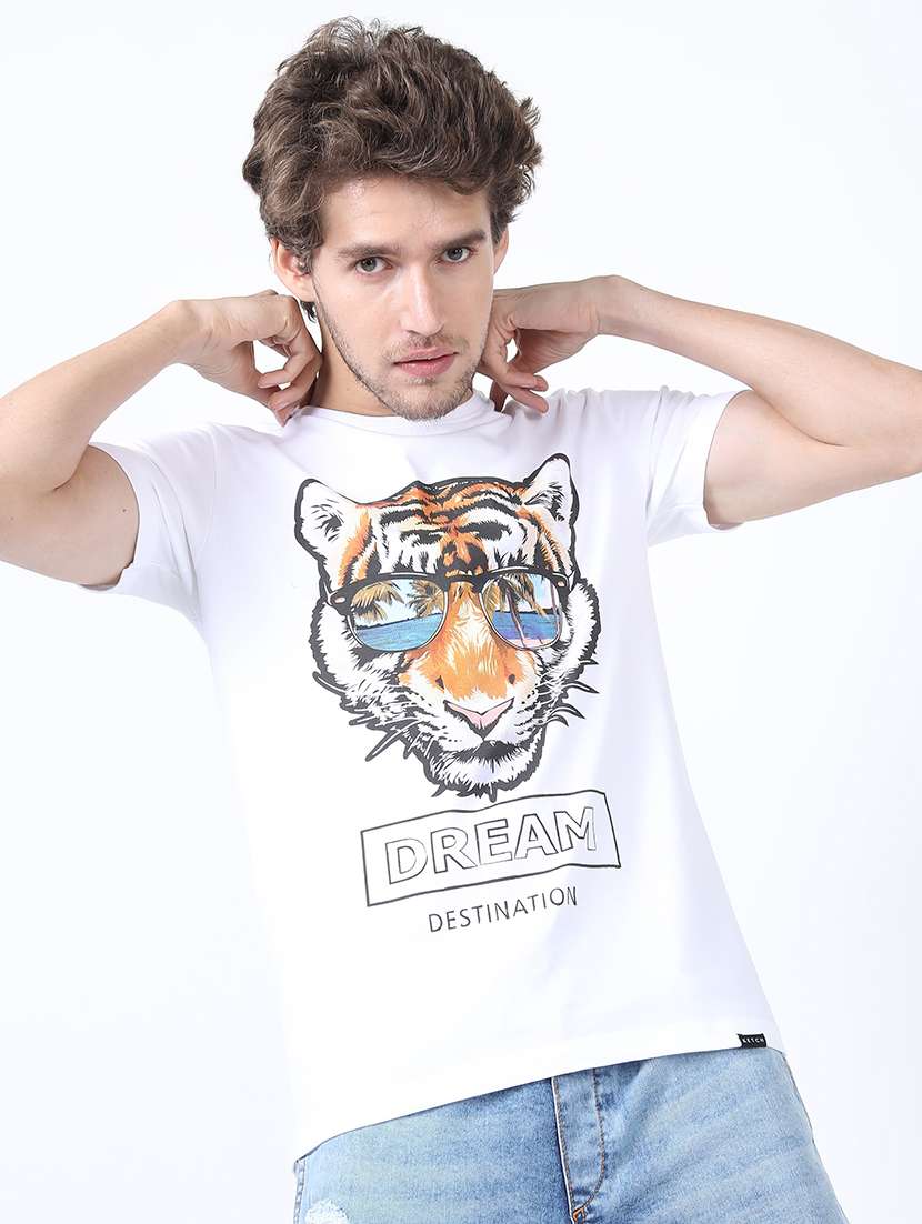 men front print round neck t-shirt - 21375439 -  Standard Image - 2