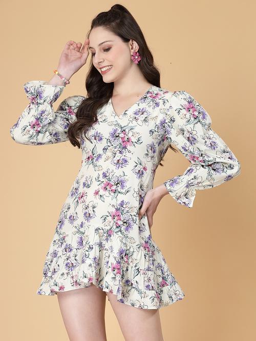 women floral print tiered puff sleeves dress - 21375504 -  Standard Image - 0