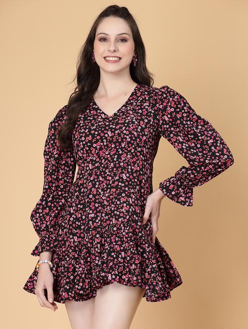 women black polyester fit & flare dress - 21375505 - Standard Image - 0
