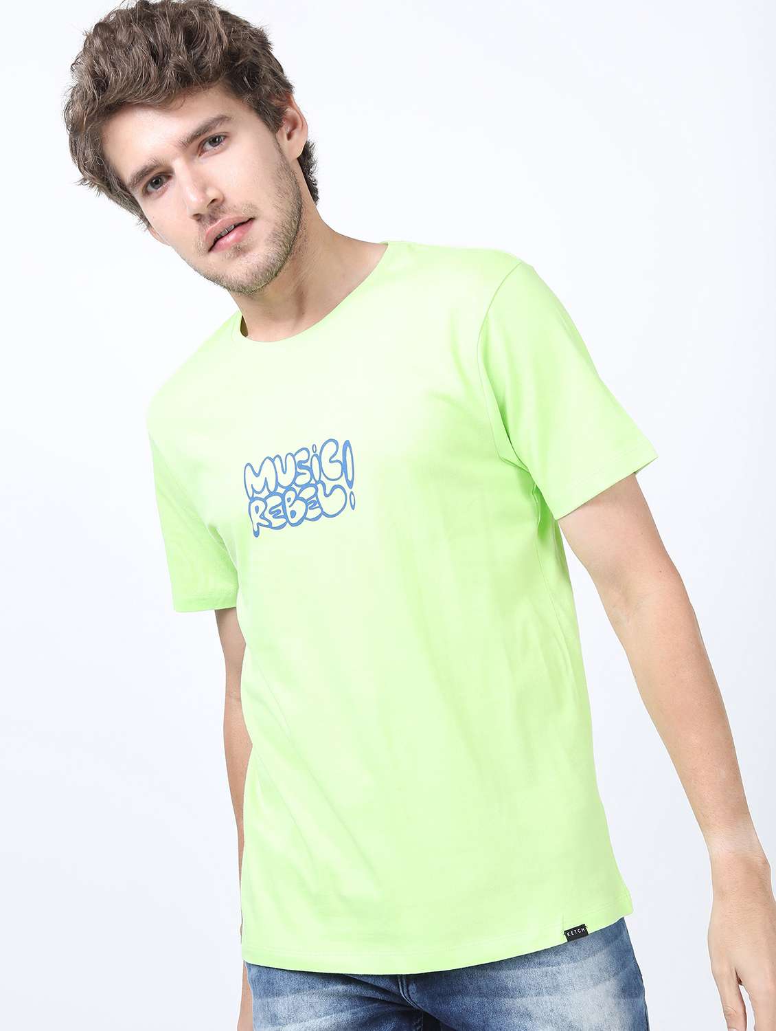 men back print cotton t-shirt