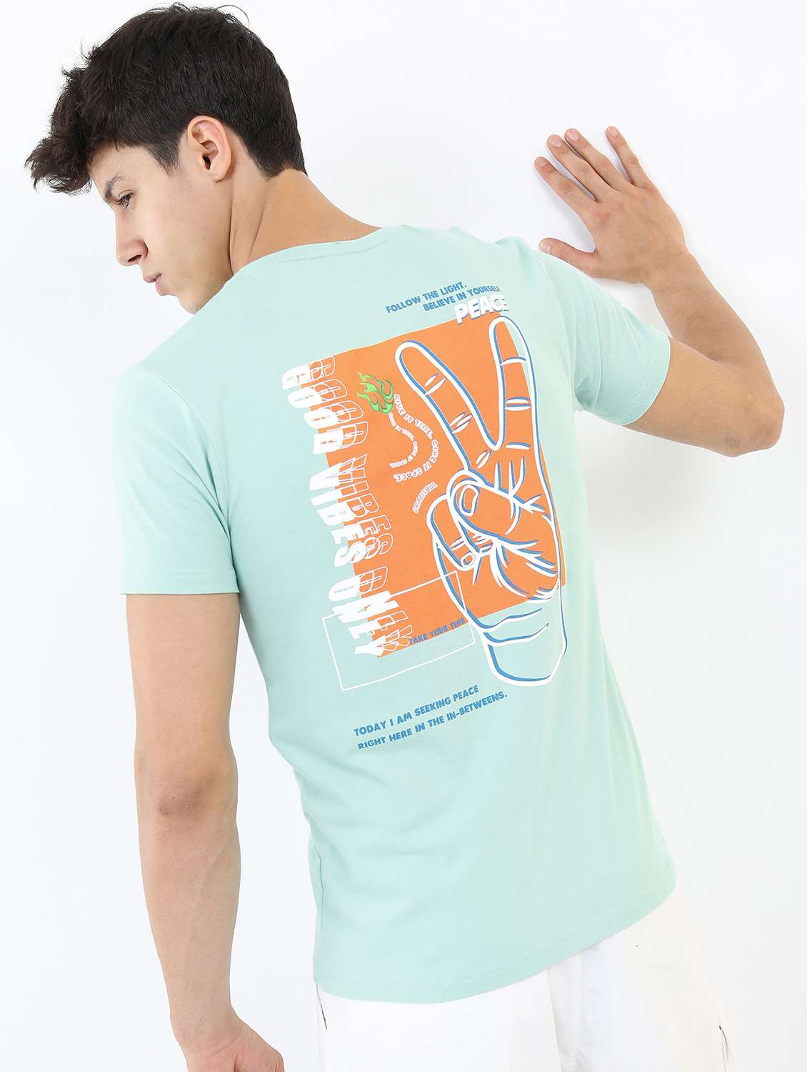 men short sleeve front & back print t-shirt - 21375528 -  Standard Image - 2