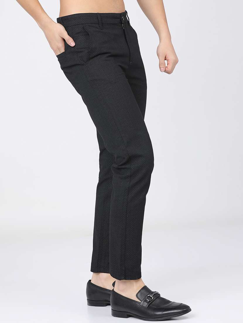 men low rise self design chinos - 21375545 -  Standard Image - 2