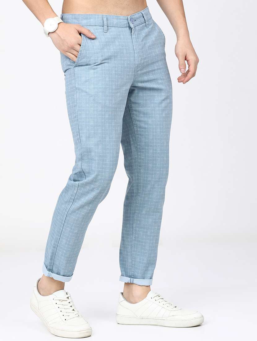 men mid rise checkered chinos - 21375547 - Standard Image - 2