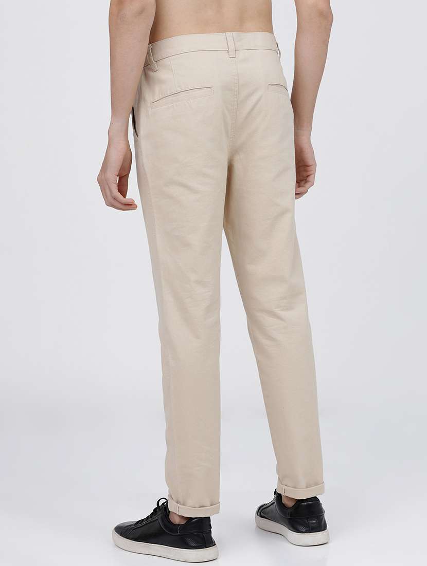men solid mid rise chinos - 21375560 -  Standard Image - 2