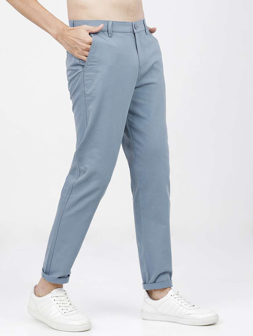 men mid rise solid chinos - 21375572 - Standard Image - 2