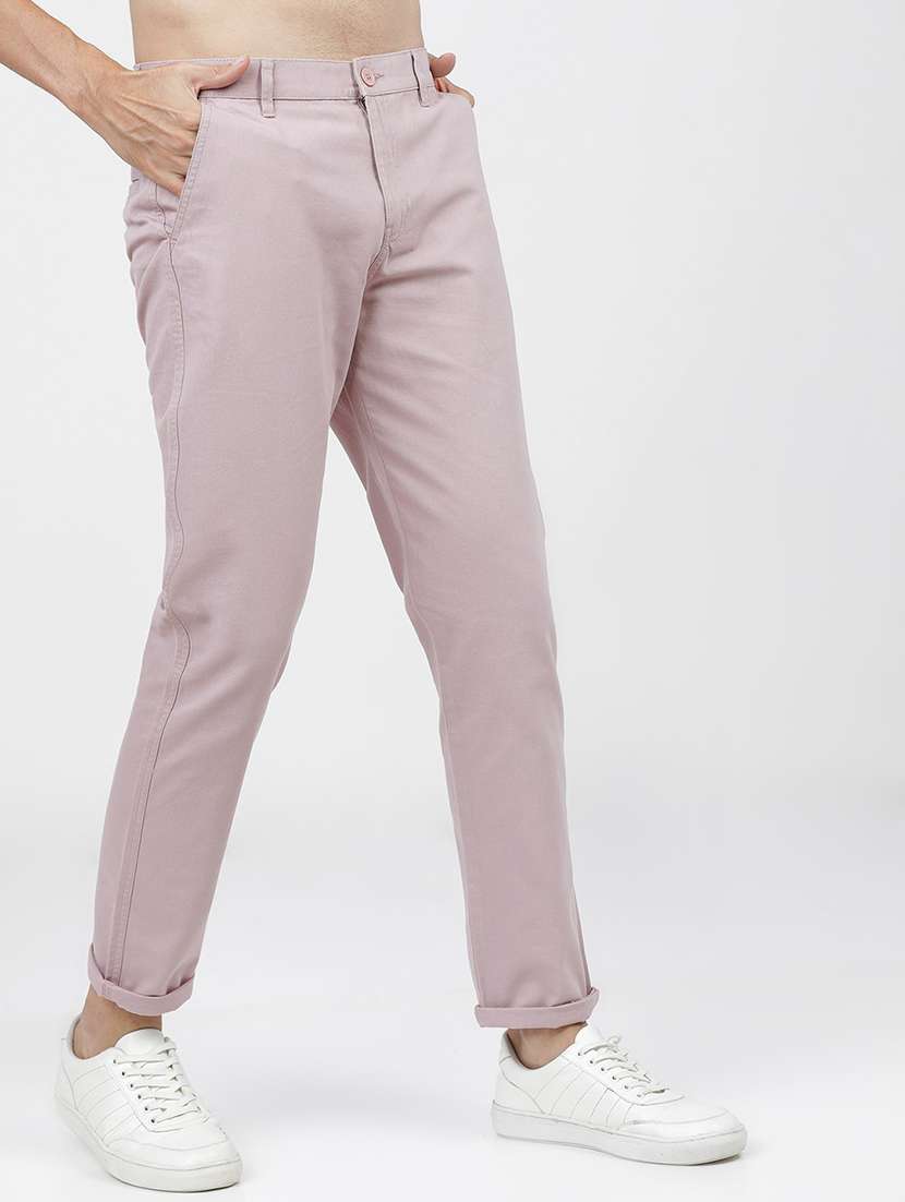 men mid rise solid chinos - 21375574 -  Standard Image - 2