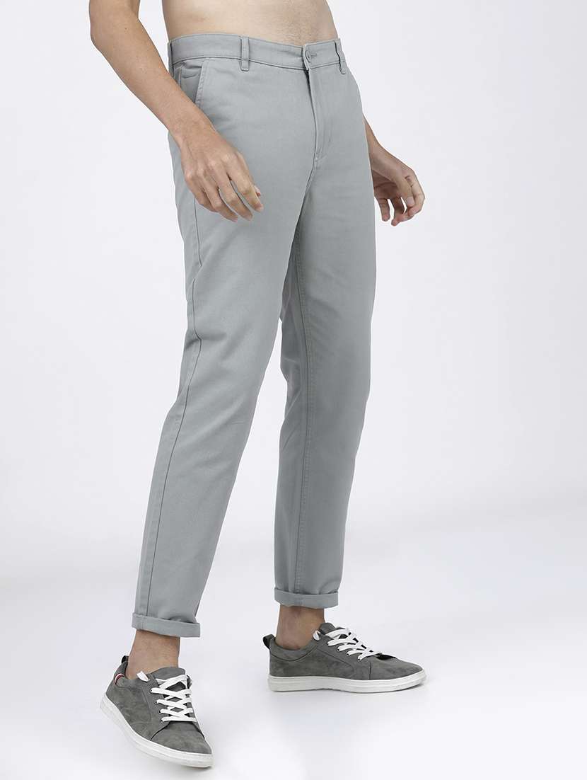 men mid rise solid chinos - 21375576 -  Standard Image - 2