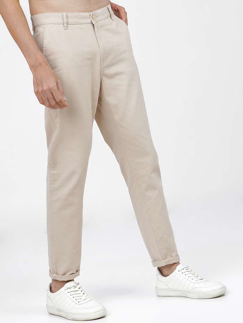 men mid rise solid chinos - 21375578 -  Standard Image - 2