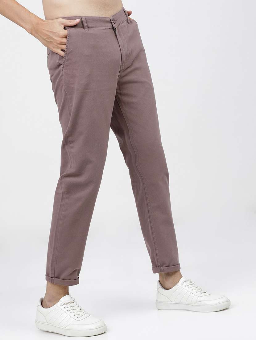 men mid rise solid chinos - 21375581 - Standard Image - 2