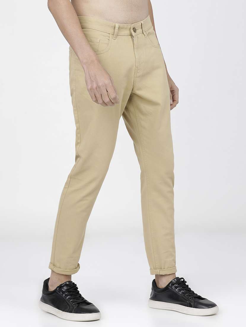 men mid rise solid chinos - 21375607 -  Standard Image - 2