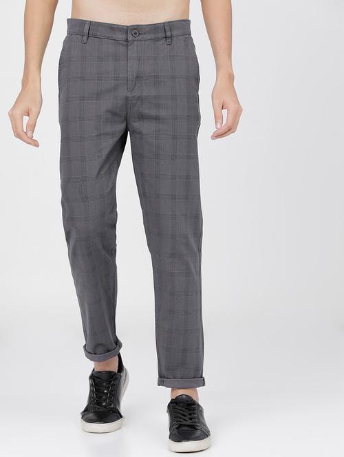 men mid rise checkered chinos - 21375634 - Standard Image - 0