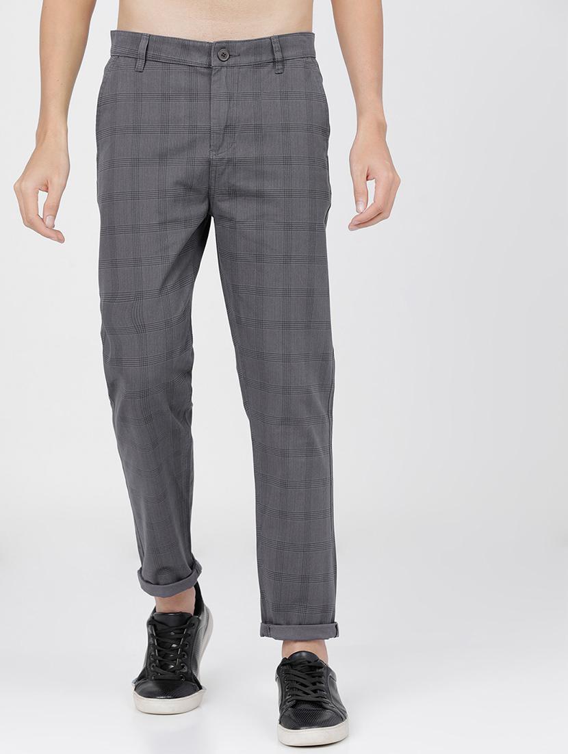 men mid rise checkered chinos - 21375634 - Zoom Image - 0
