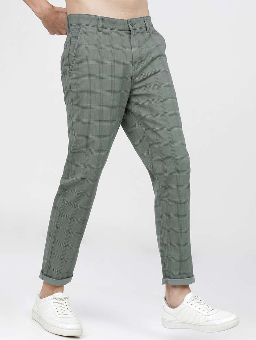 men mid rise checkered chinos - 21375637 -  Standard Image - 2