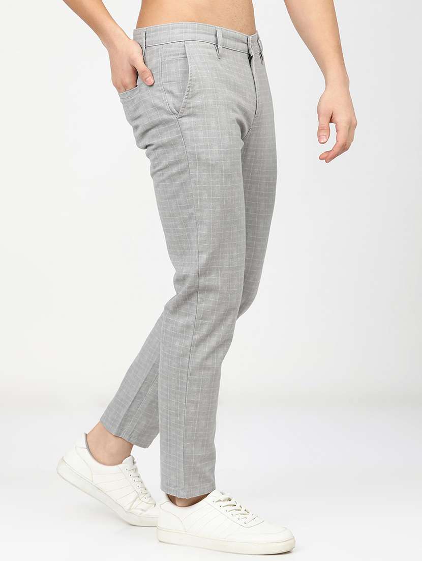 men mid rise checkered chinos - 21375640 -  Standard Image - 2