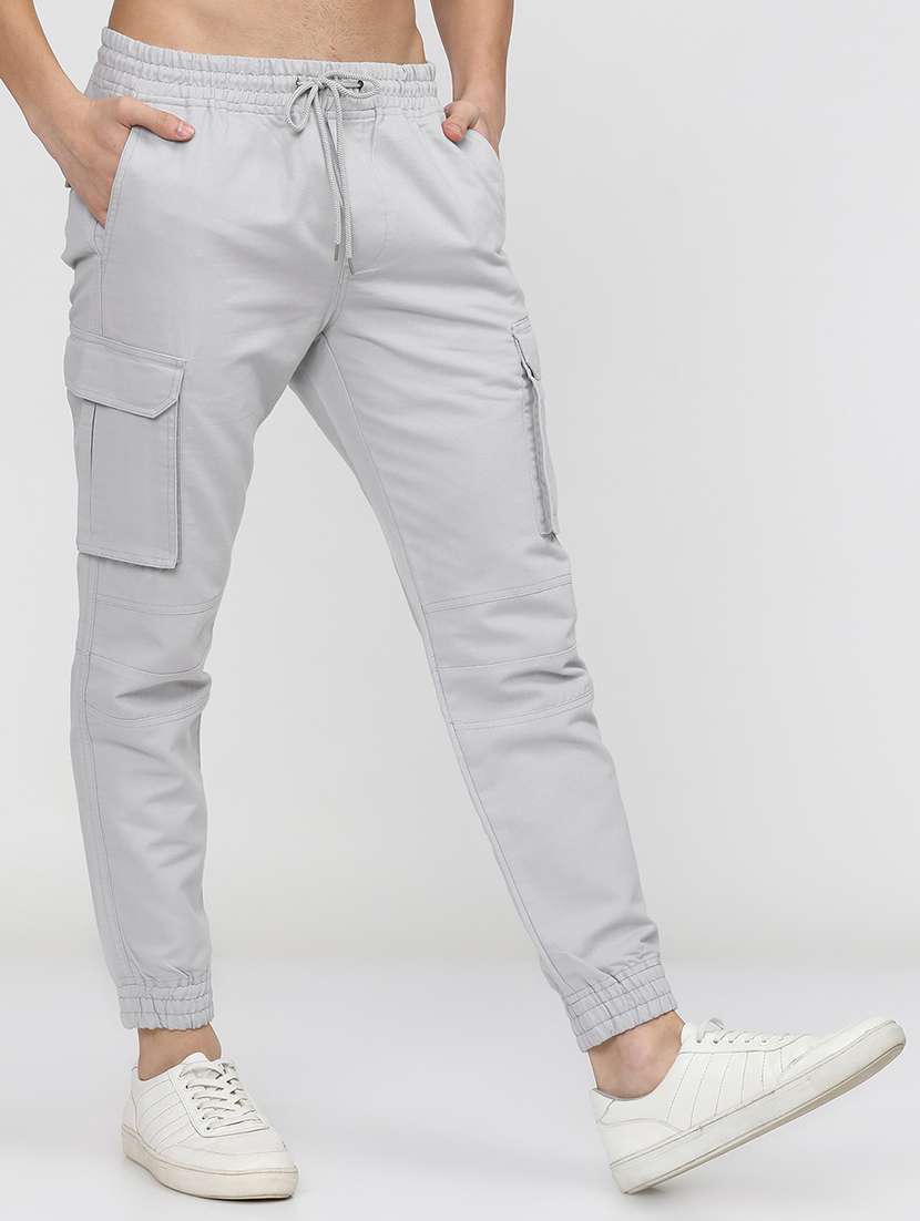 men mid rise solid cargos - 21375647 - Standard Image - 2