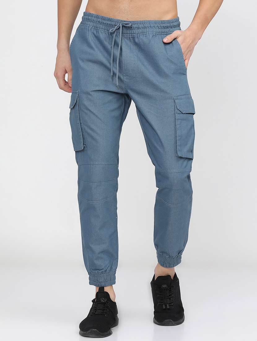 men mid rise solid cargos