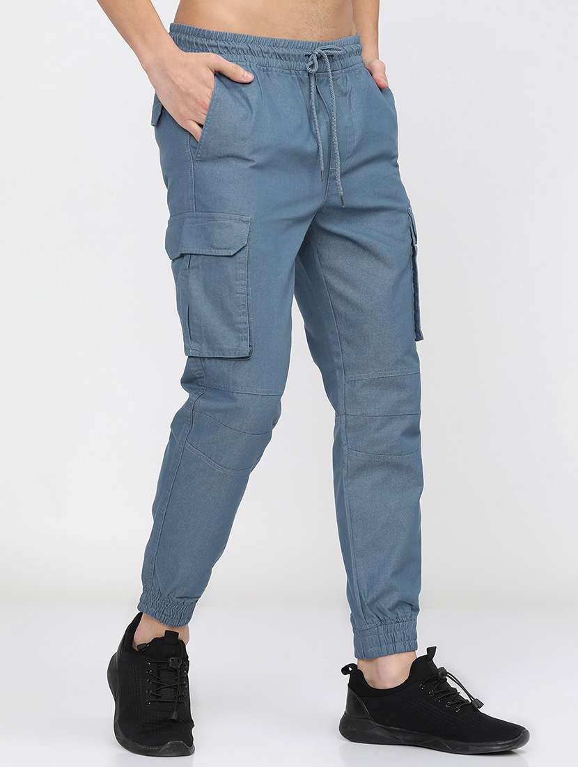 men mid rise solid cargos - 21375651 -  Standard Image - 2