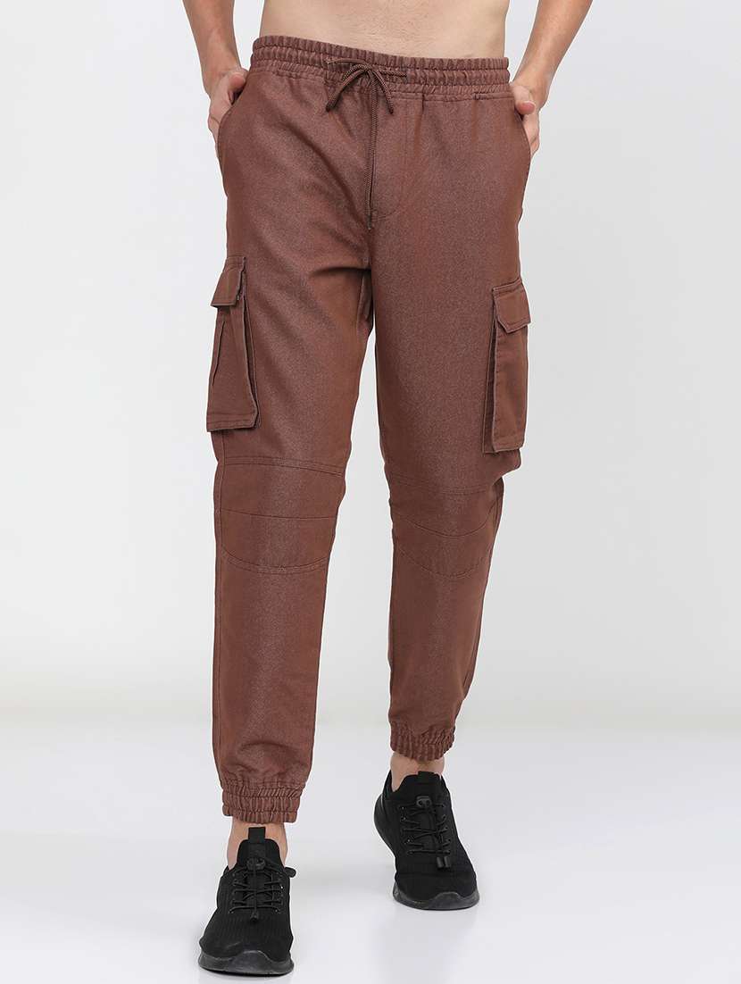 men mid rise solid cargos