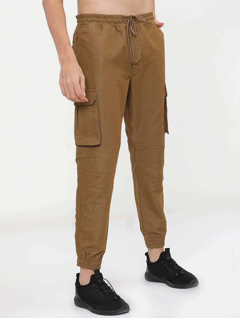 men mid rise solid cargos - 21375654 -  Standard Image - 2