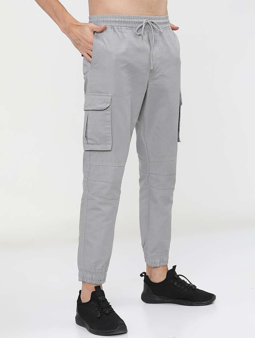 men mid rise solid cargos - 21375656 -  Standard Image - 2