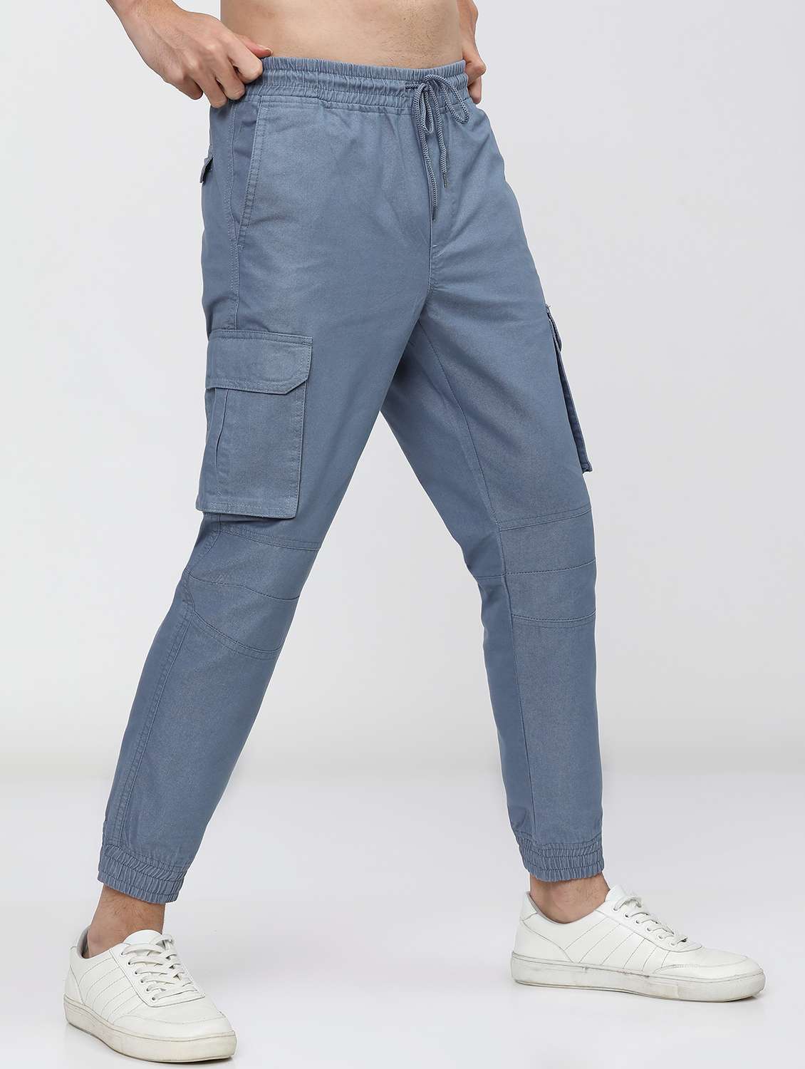 men mid rise solid cargos - 21375657 -  Standard Image - 2