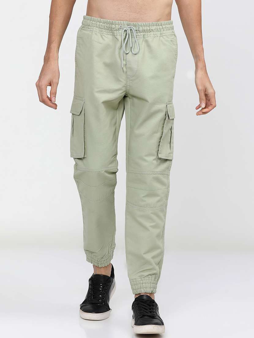 men mid rise solid cargos