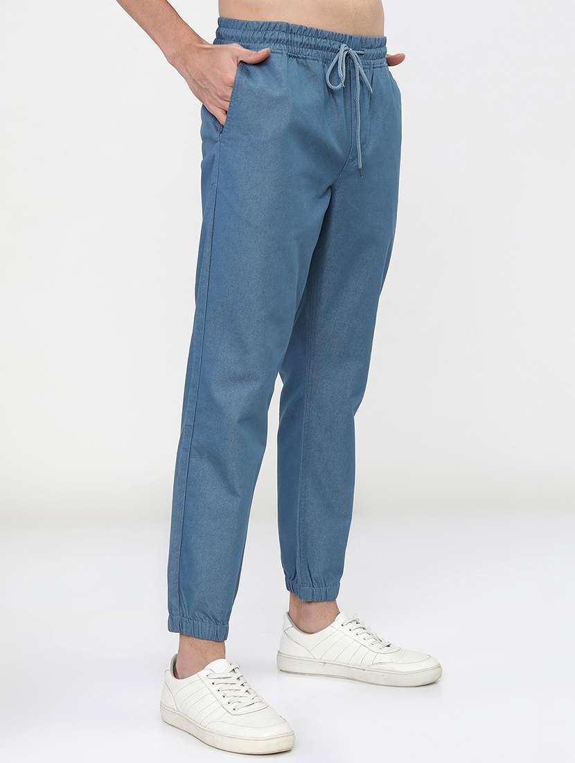 men mid rise solid joggers - 21375663 -  Standard Image - 2