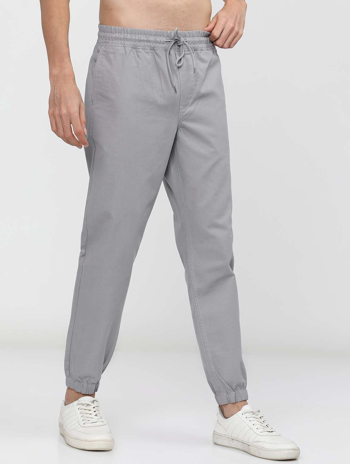 men mid rise solid joggers - 21375667 -  Standard Image - 2