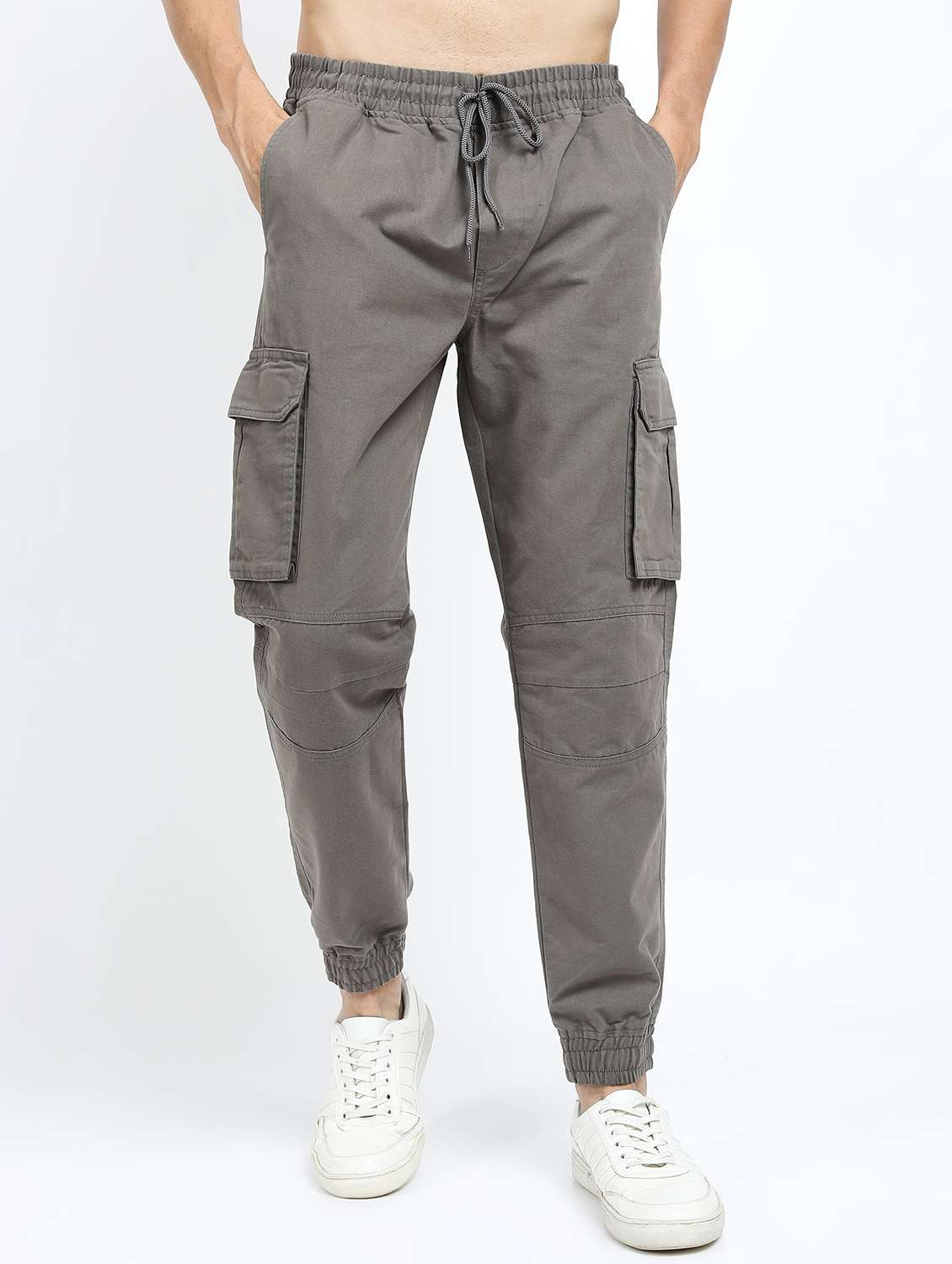 men mid rise solid cargos