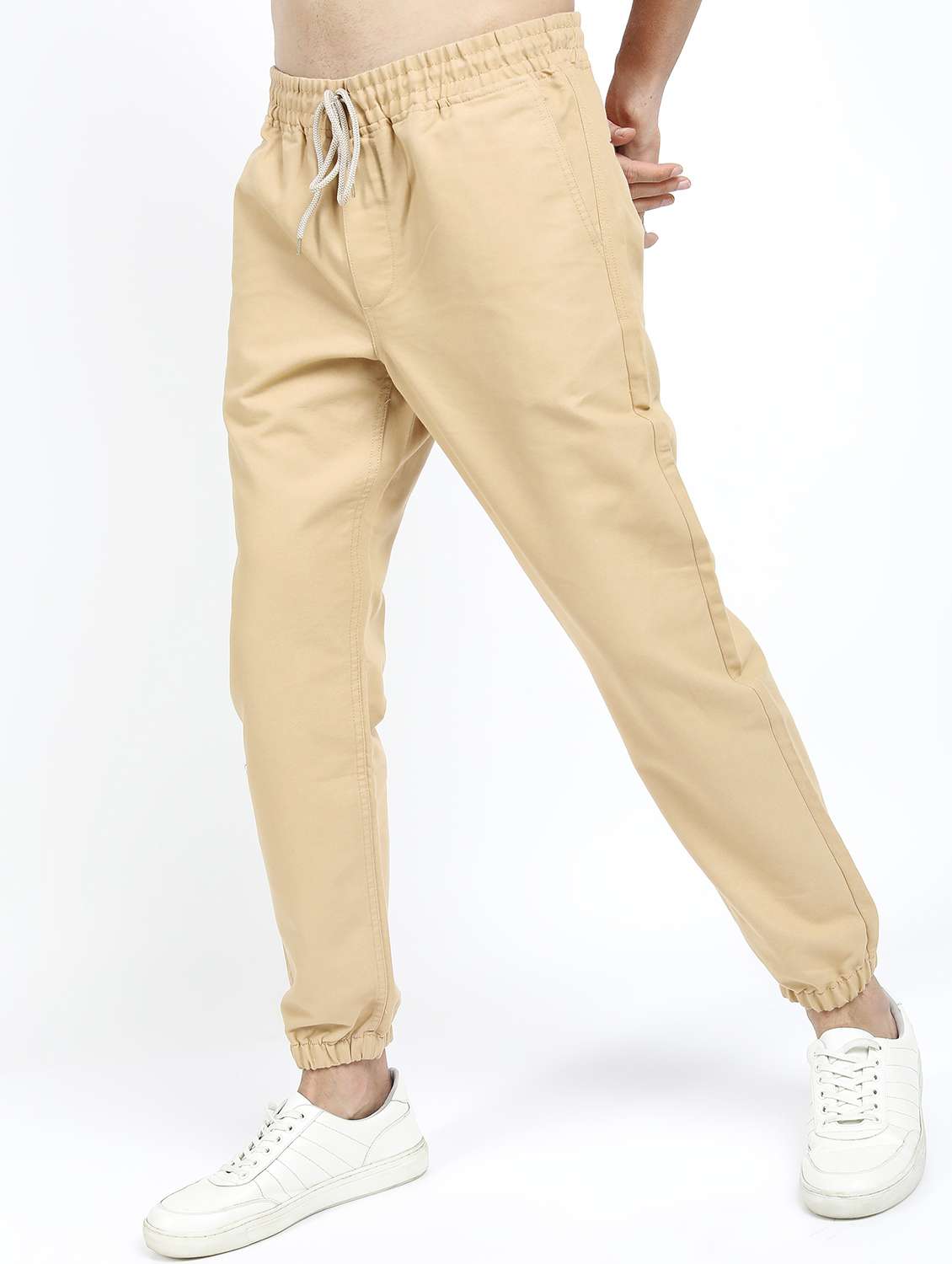 men mid rise solid joggers