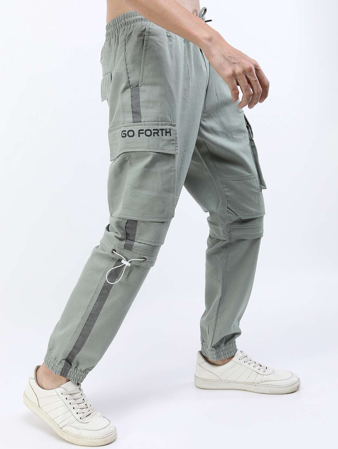 men mid rise solid cargos - 21375696 -  Standard Image - 2