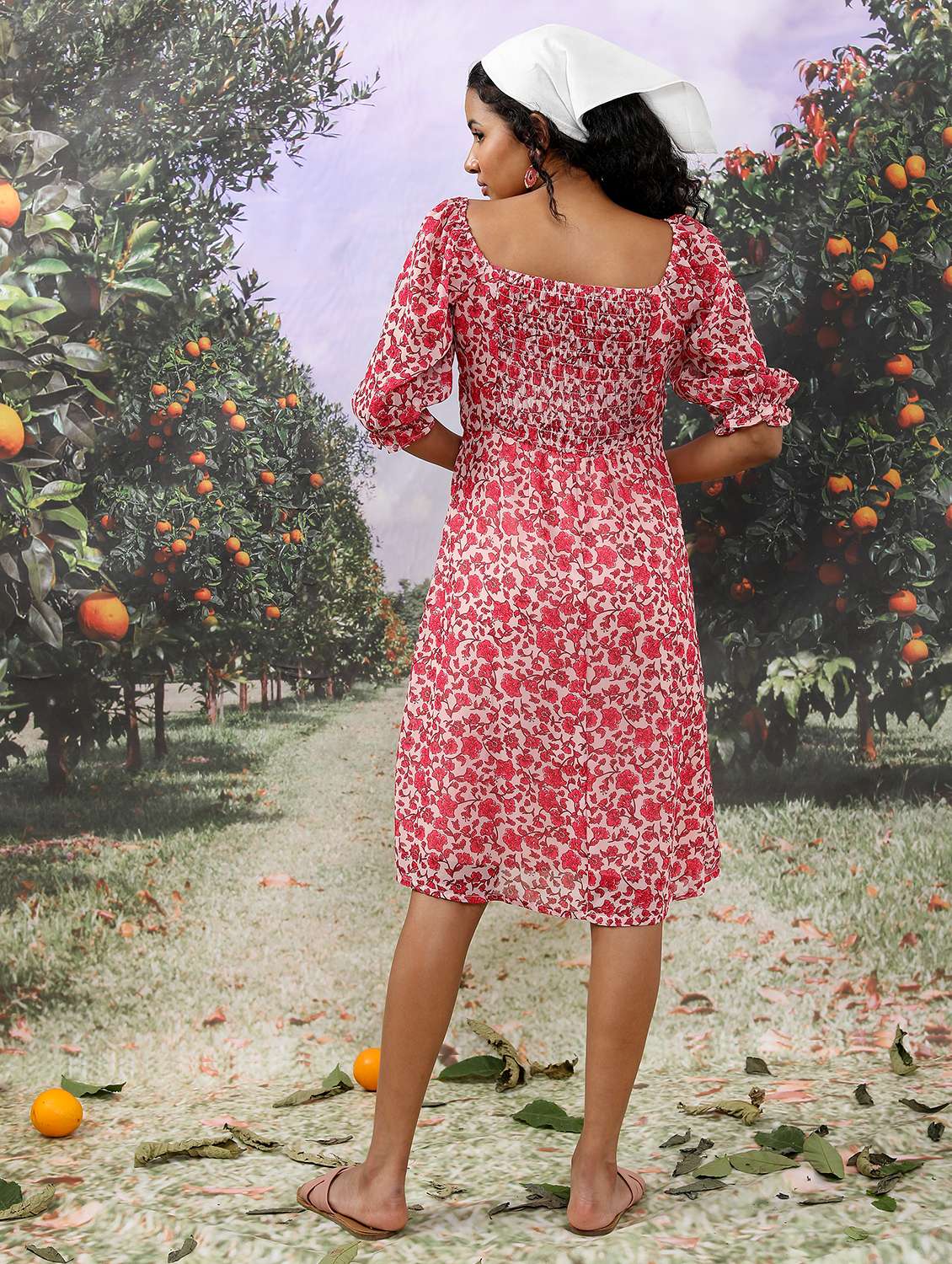 multicolored floral printed fit & flare dress - 21375801 -  Standard Image - 2