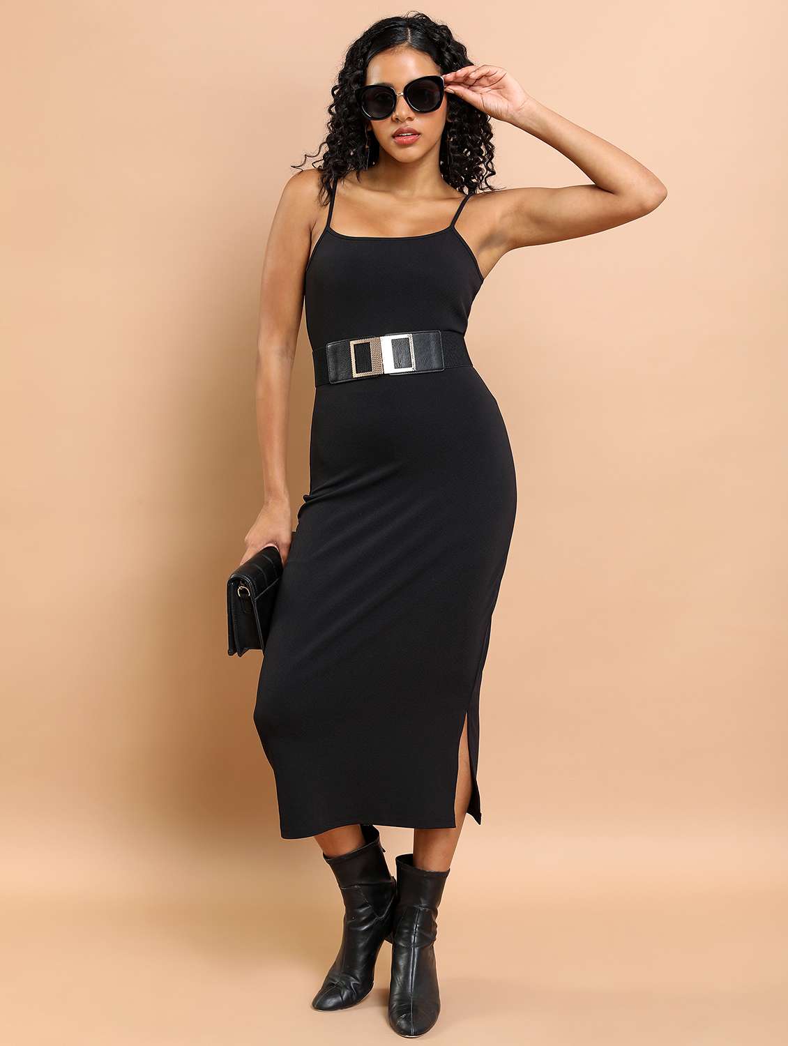 black solid bodycon dress