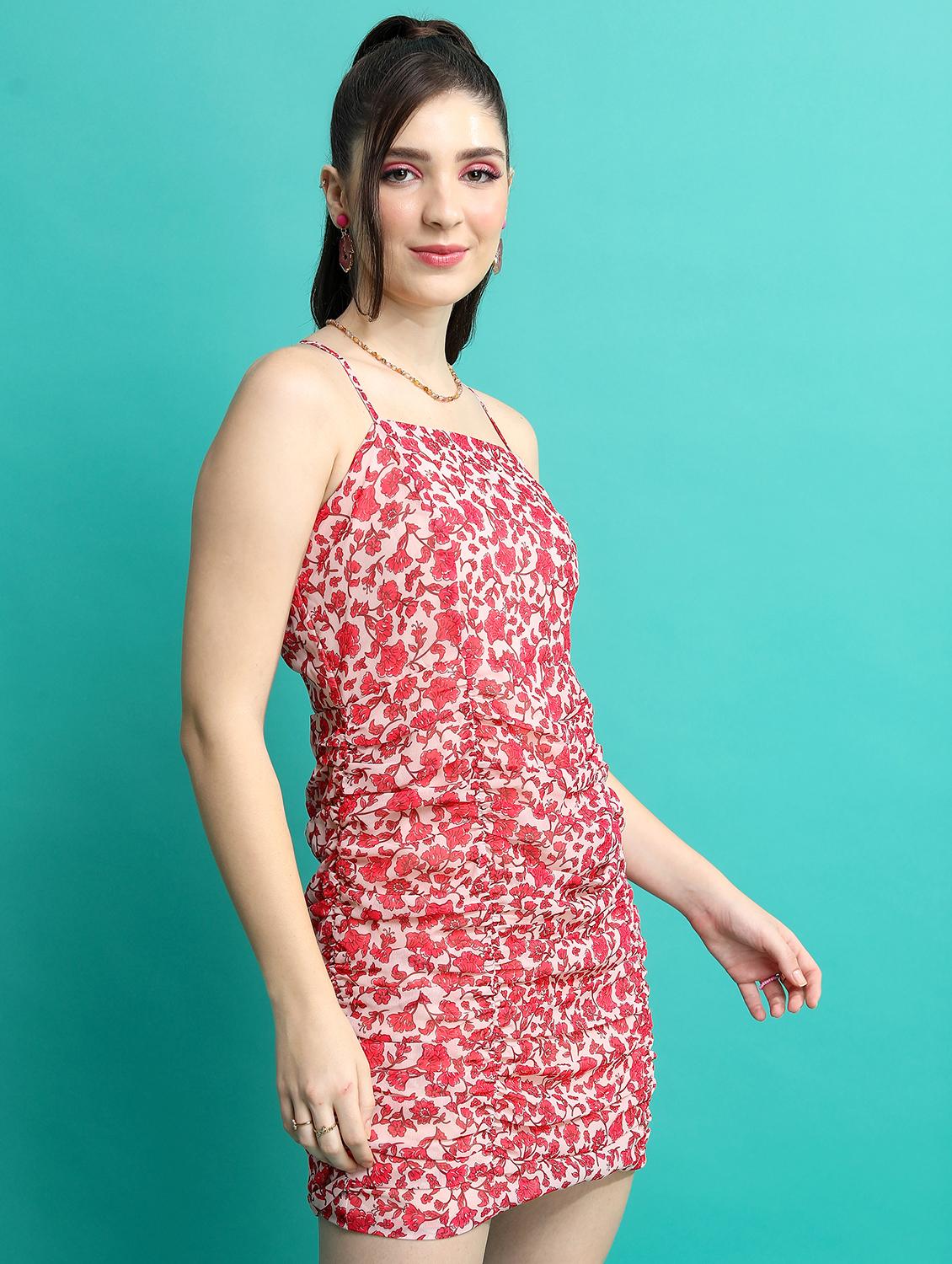 multicolored floral printed bodycon dress - 21375806 - Standard Image - 2