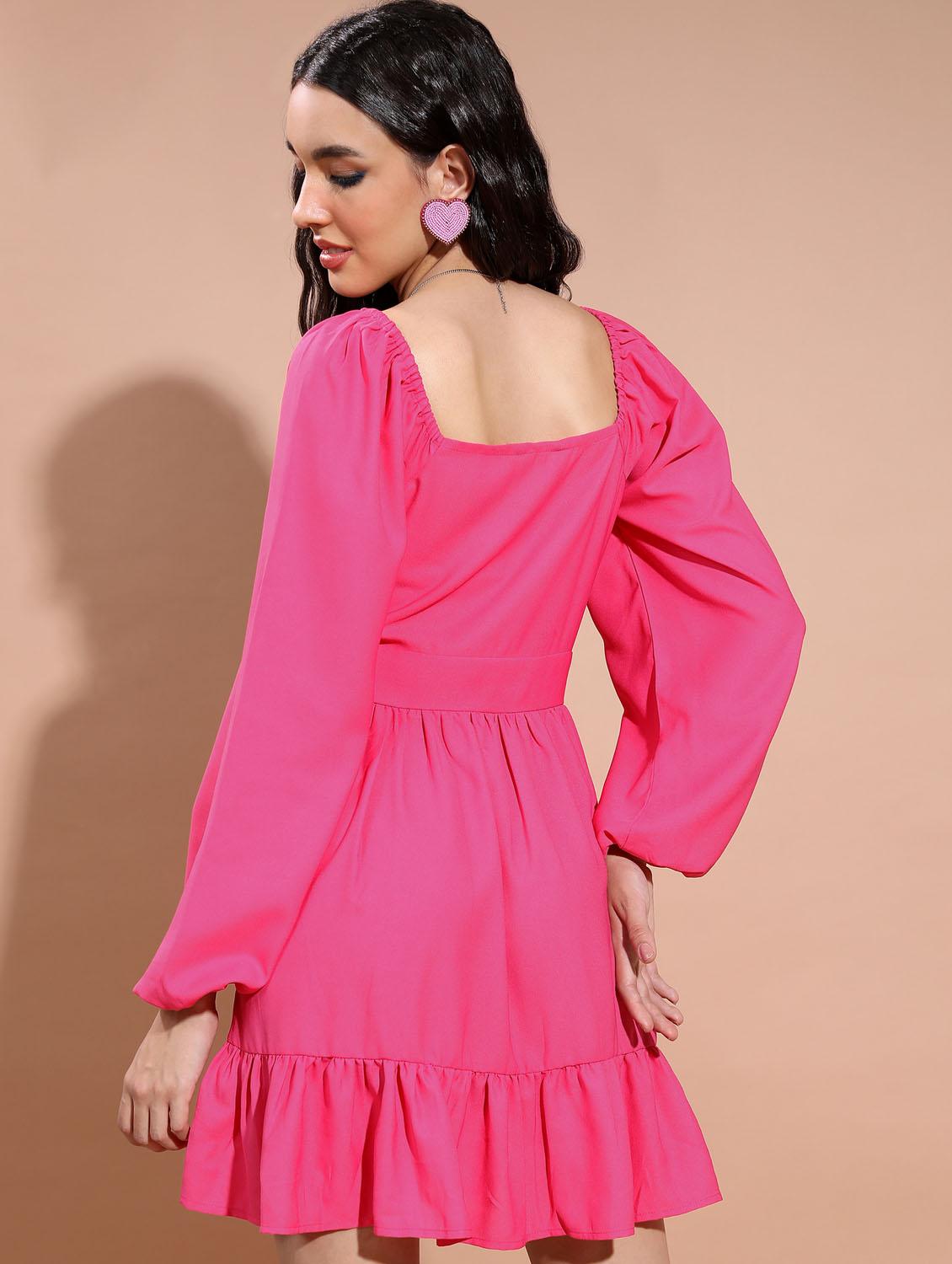 women pink cotton blend tiered dress - 21375826 - Standard Image - 2