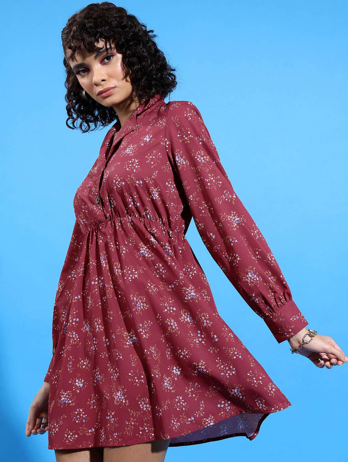 women maroon cotton blend a-line dress - 21375829 -  Standard Image - 2