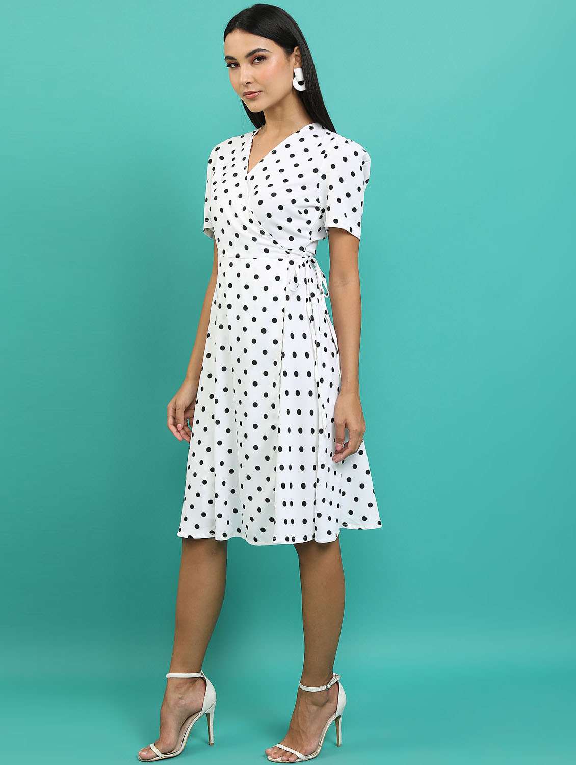 white polka dot wrap dress - 21375855 -  Standard Image - 2