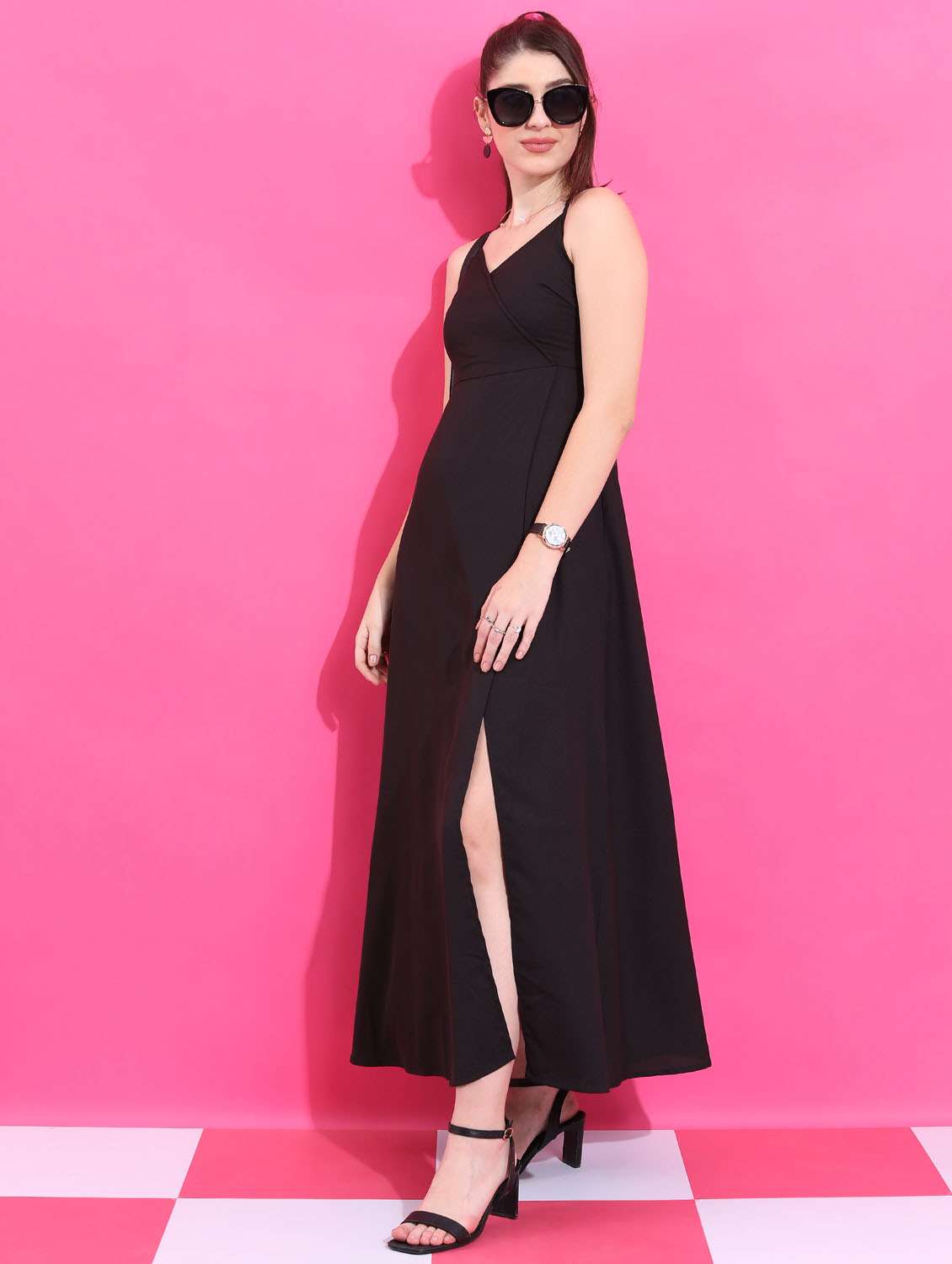 black solid a-line dress - 21375866 -  Standard Image - 2