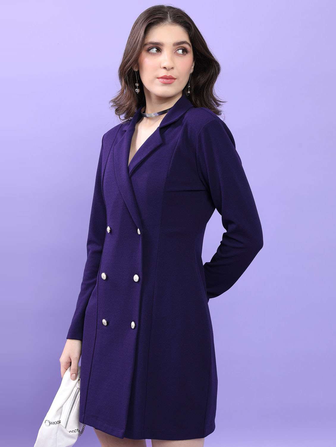 navy blue solid wrap dress - 21375876 -  Standard Image - 2