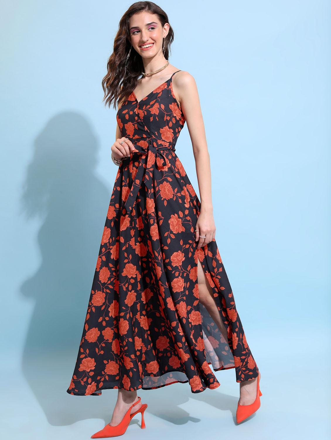 multi colored printed gown dress - 21375879 - Standard Image - 2