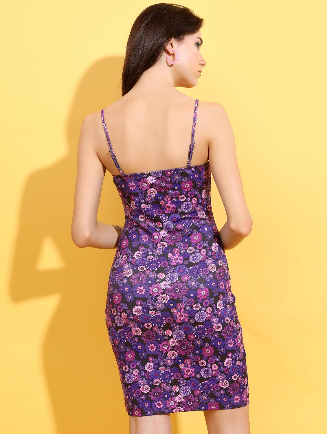 multicolored floral printed bodycon dress - 21375897 - Standard Image - 2