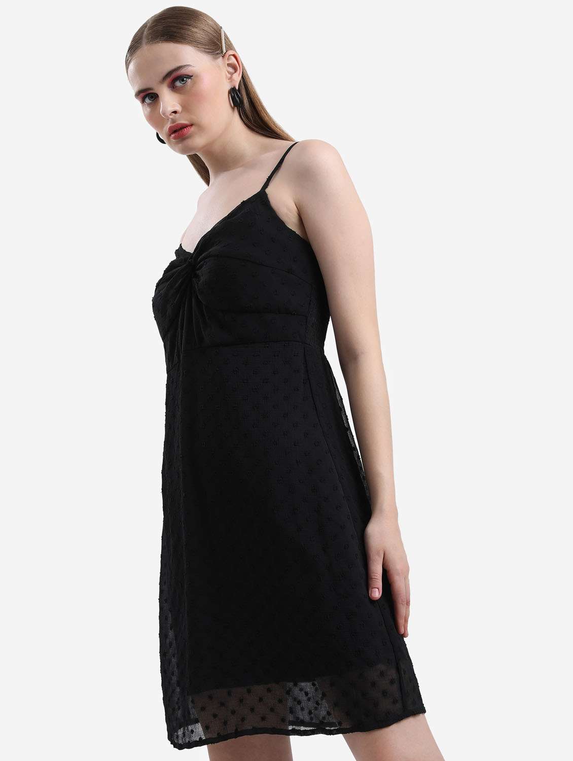 women black cotton blend a-line dress - 21375933 -  Standard Image - 2
